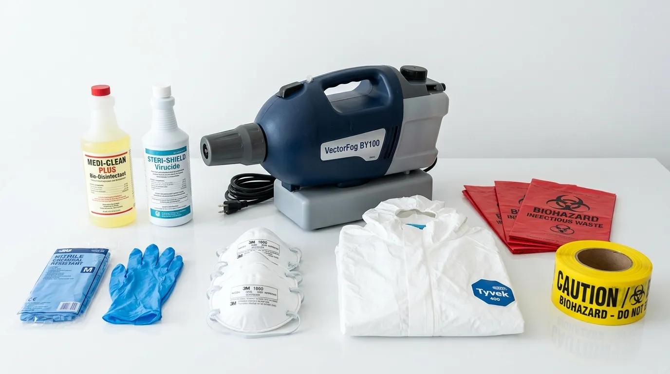 Professional biohazard remediation crew working in University Park